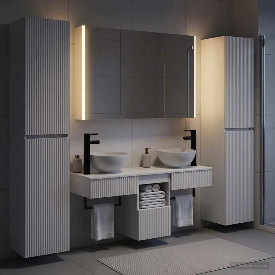 Ensemble de mobilier de salle de bain 6 pcs Blanc