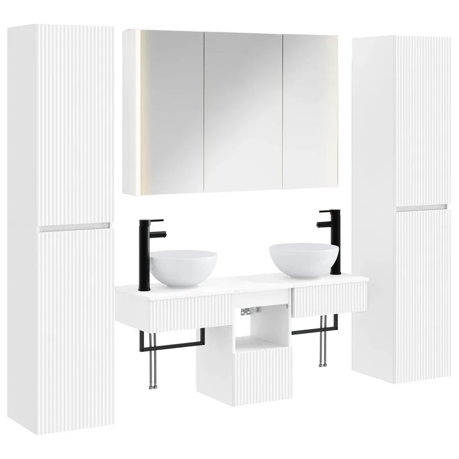 Ensemble de mobilier de salle de bain 6 pcs Blanc - 2