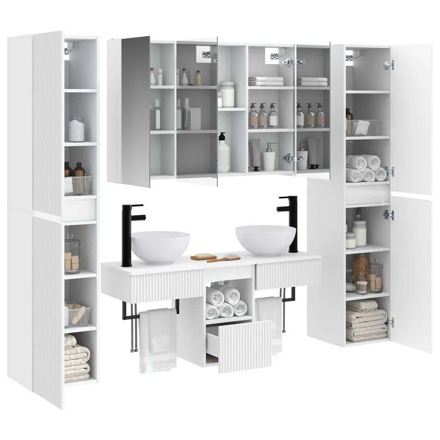 Ensemble de mobilier de salle de bain 6 pcs Blanc - 3
