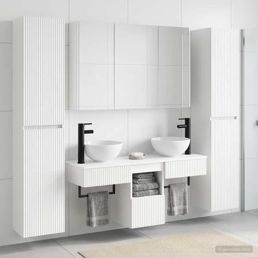Ensemble de mobilier de salle de bain 6 pcs Blanc - 4