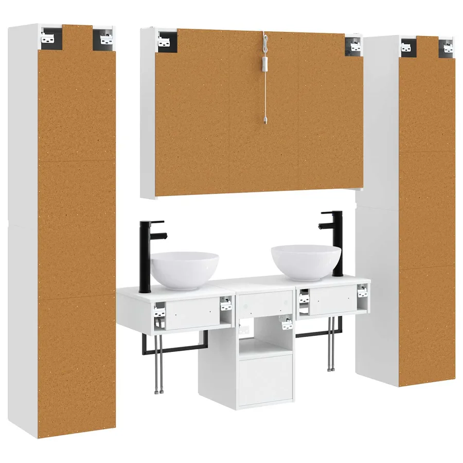 Ensemble de mobilier de salle de bain 6 pcs Blanc - 9