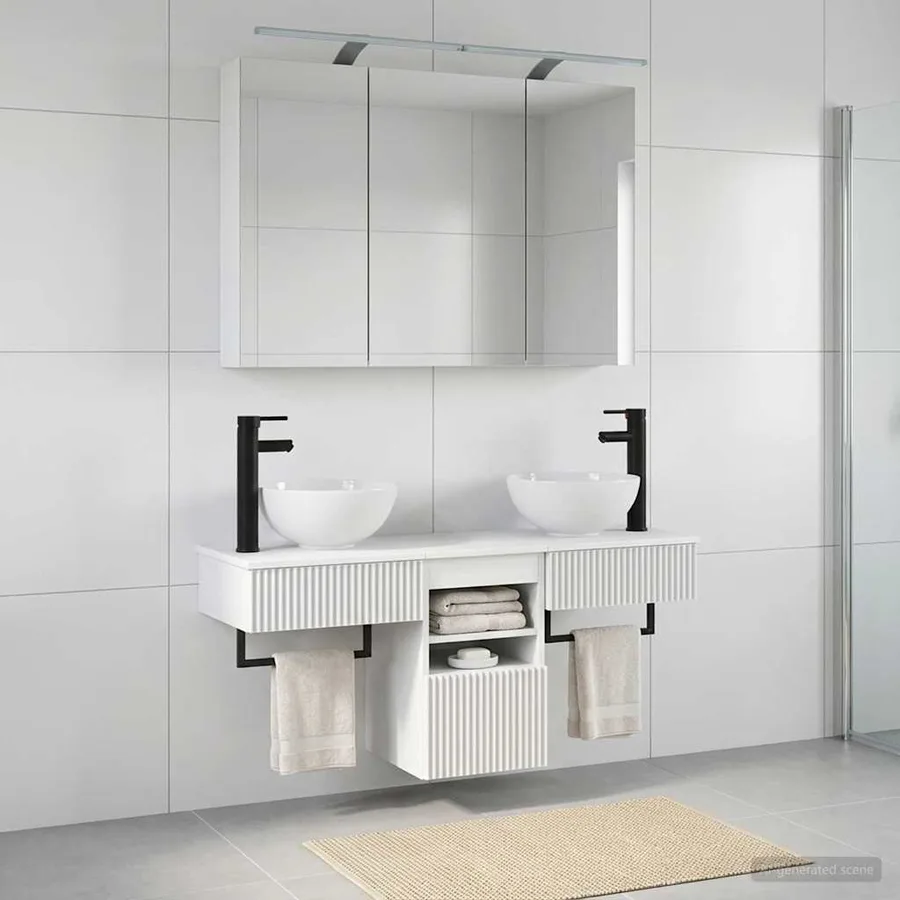 Ensemble d'armoire de salle de bain 4 pcs Blanc - 4