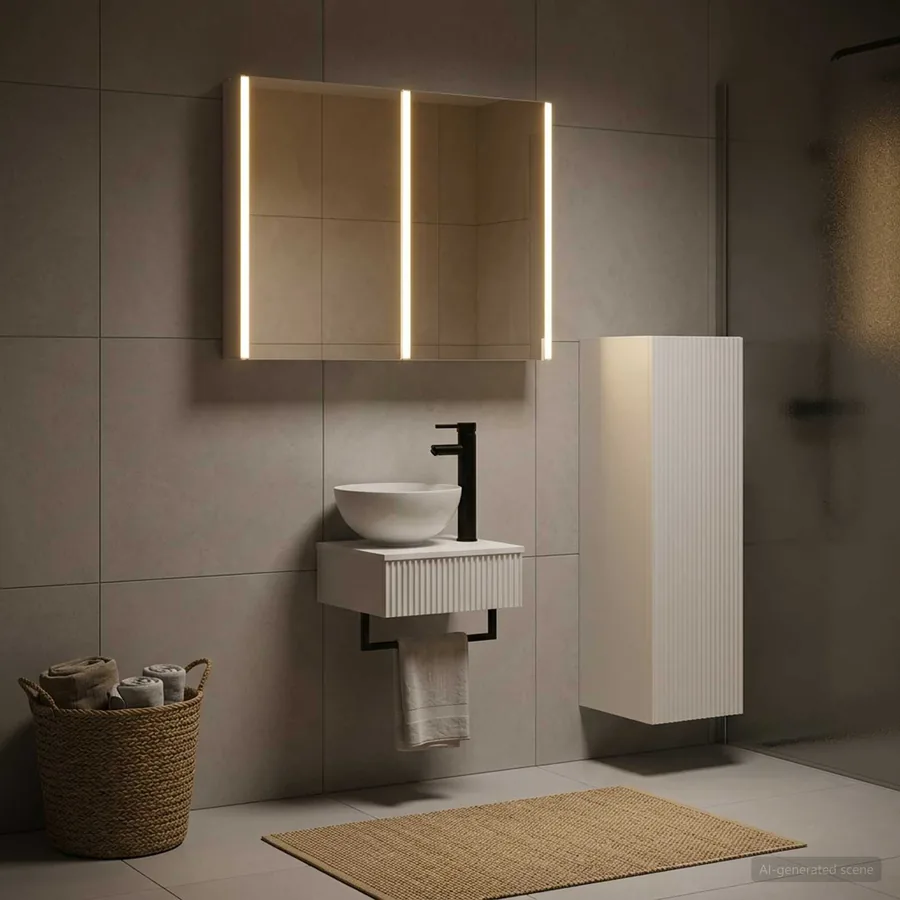 Ensemble d'armoire de salle de bain 4 pcs Blanc