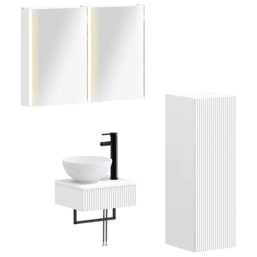 Ensemble d'armoire de salle de bain 4 pcs Blanc - 2