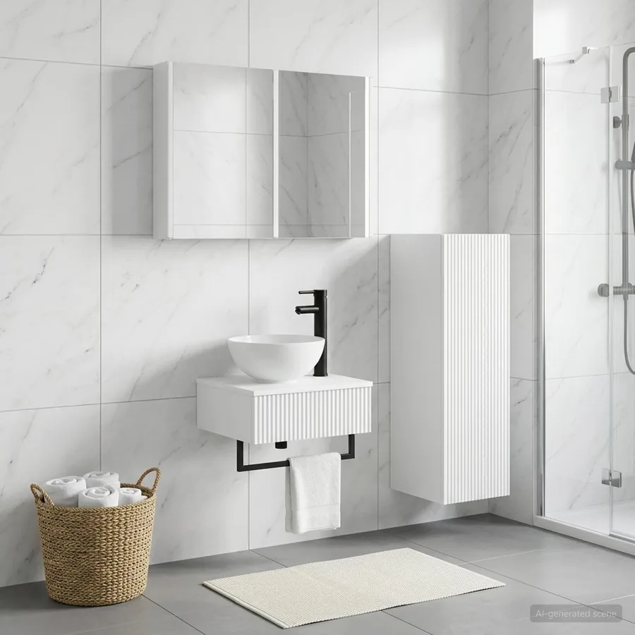Ensemble d'armoire de salle de bain 4 pcs Blanc - 4