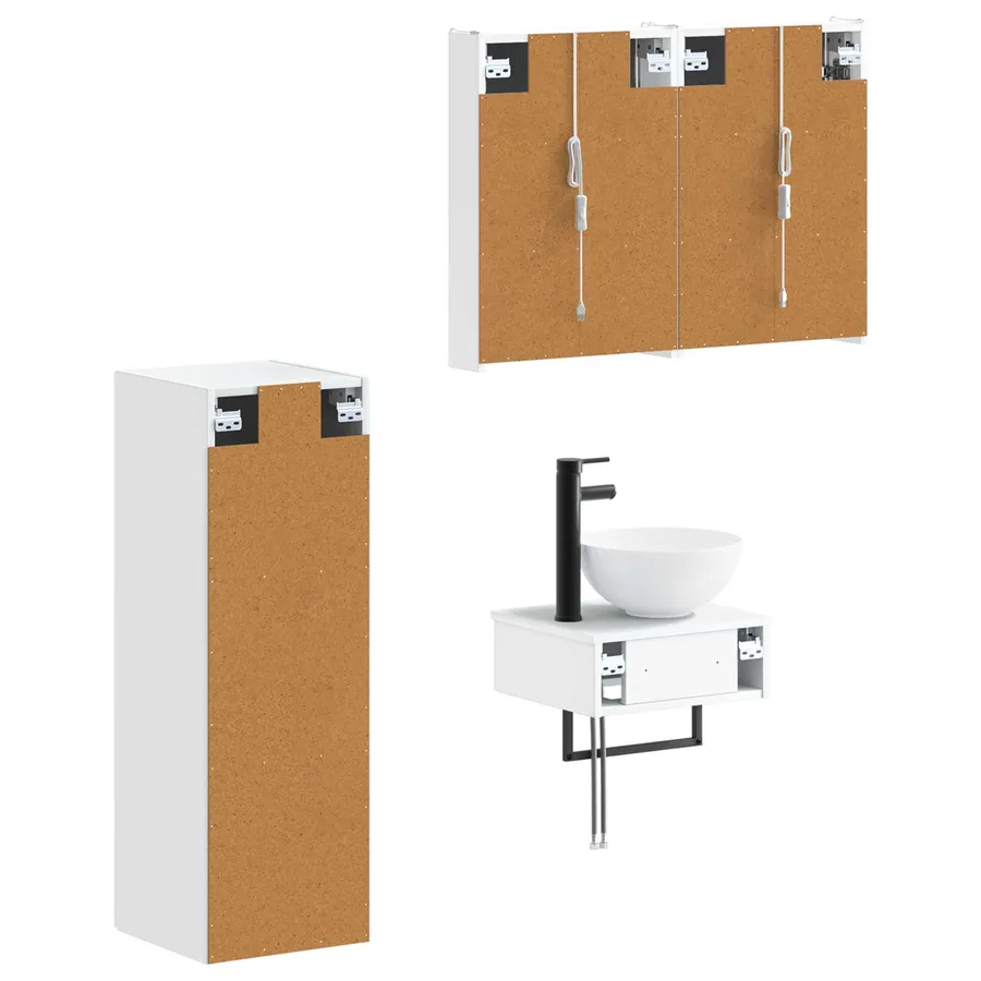 Ensemble d'armoire de salle de bain 4 pcs Blanc - 5