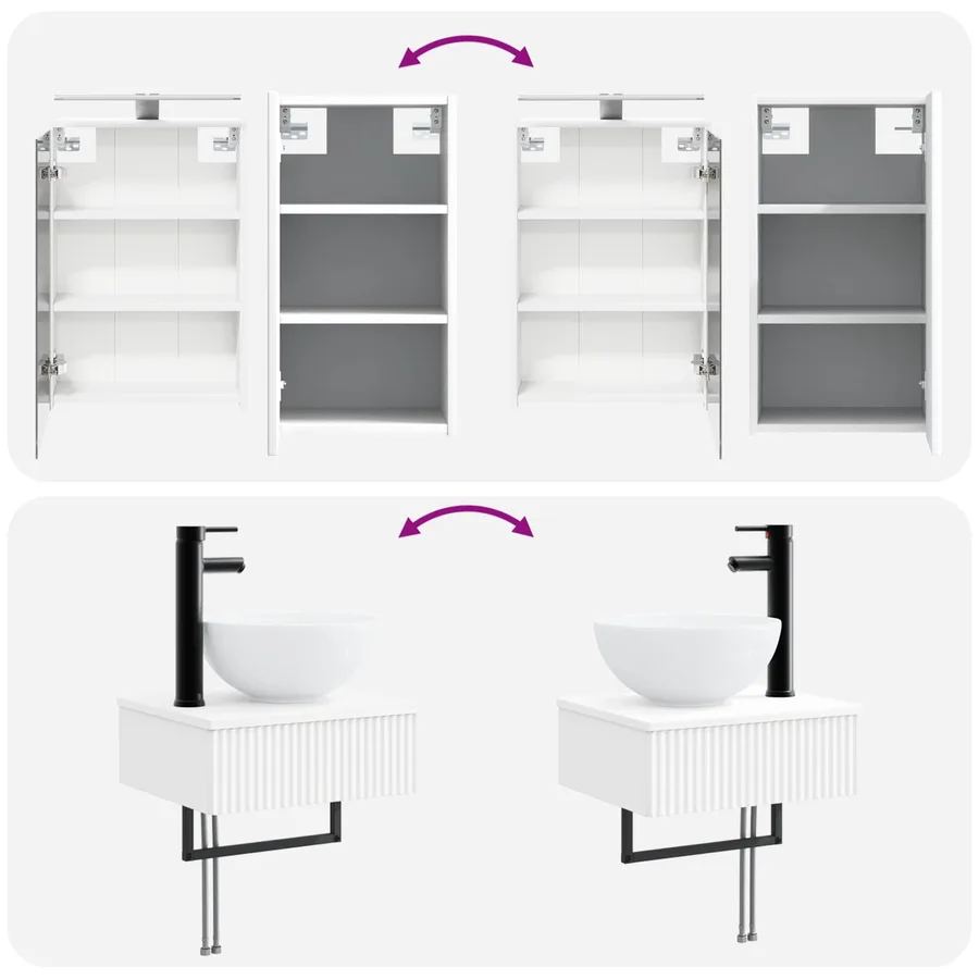 Ensemble de mobilier de salle de bain 5 pcs Blanc - 14