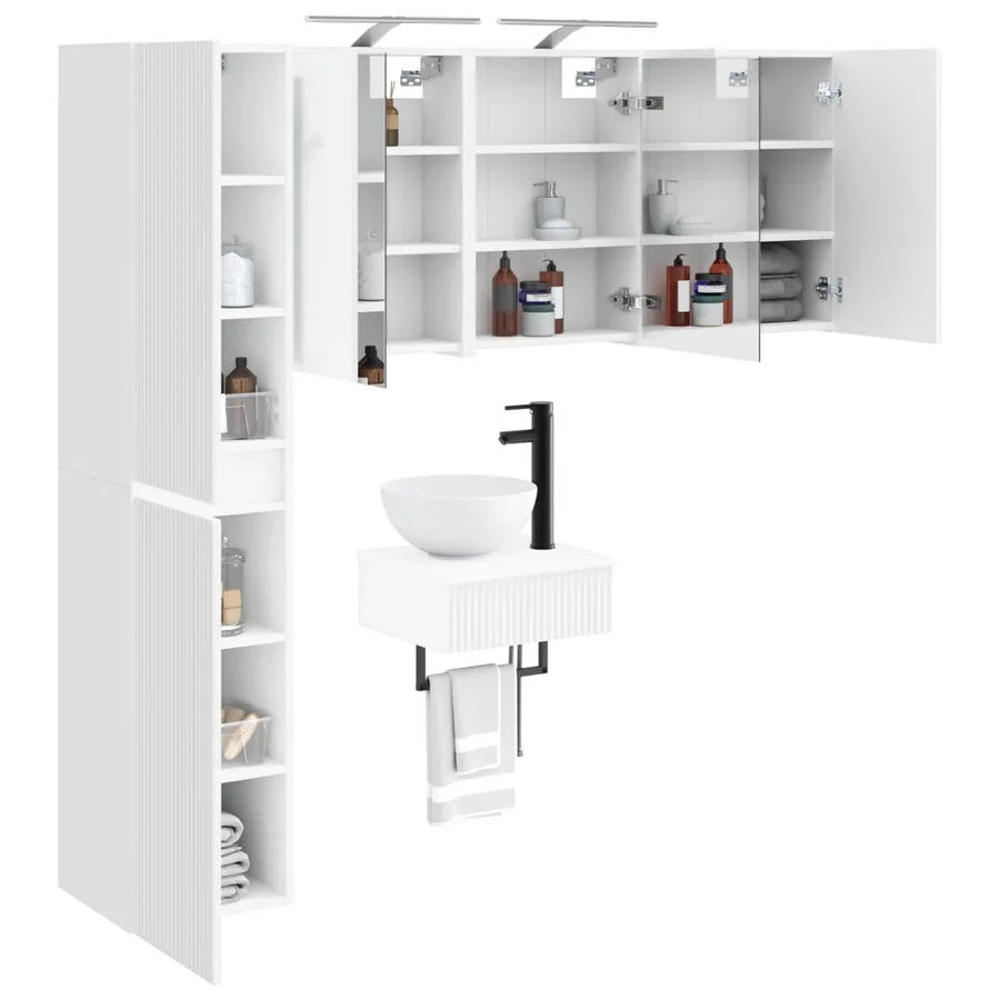 Ensemble de mobilier de salle de bain 5 pcs Blanc - 3
