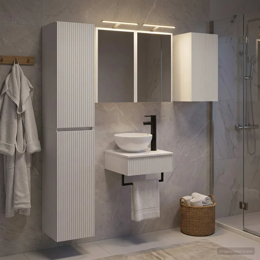 Ensemble de mobilier de salle de bain 5 pcs Blanc - 4