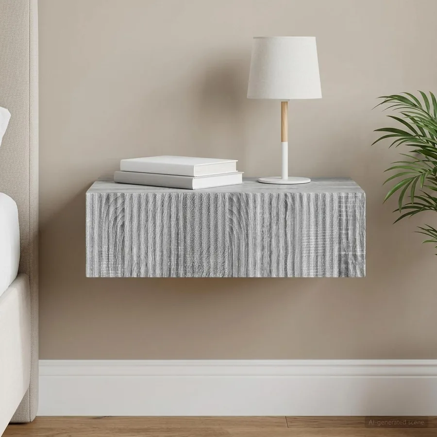 Table d'appoint murale Sonoma gris 59 x 34,5 x 17 cm