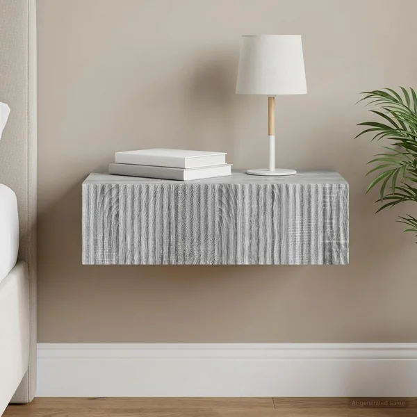 Table d'appoint murale Sonoma gris 59 x 34,5 x 17 cm
