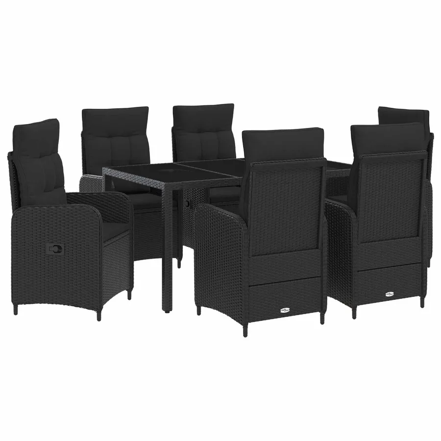 Ensemble de repas extérieur 7 pcs Noir 150 x 90 x 75 cm - 2