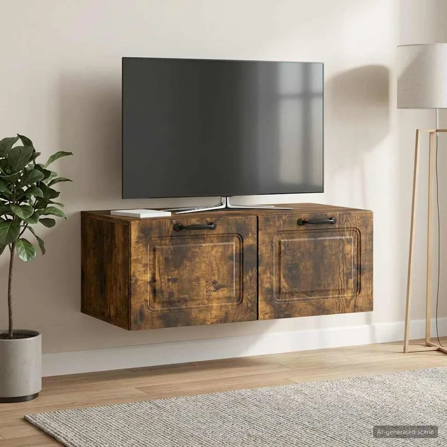 Meuble TV mural Chêne fumé 78,5 x 41 x 30 cm Bois d'ingénierie