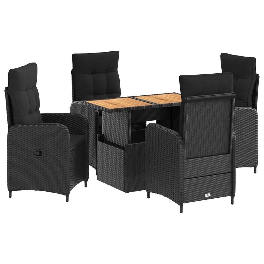Ensemble de repas extérieur 5 pcs Noir - 2