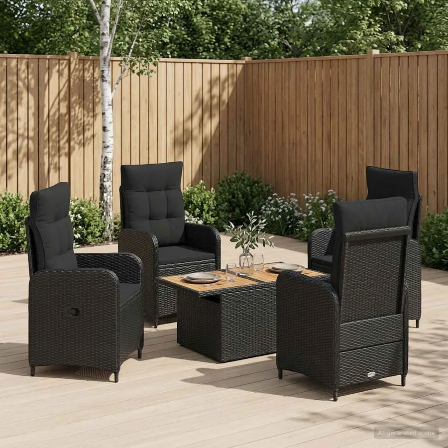 Ensemble de repas extérieur 5 pcs Noir - 3