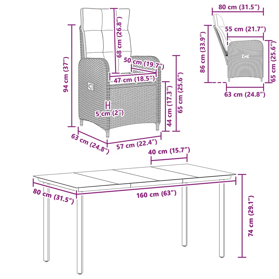 Ensemble de Tables Basses avec coussin avec oreiller 7 pcs - 11