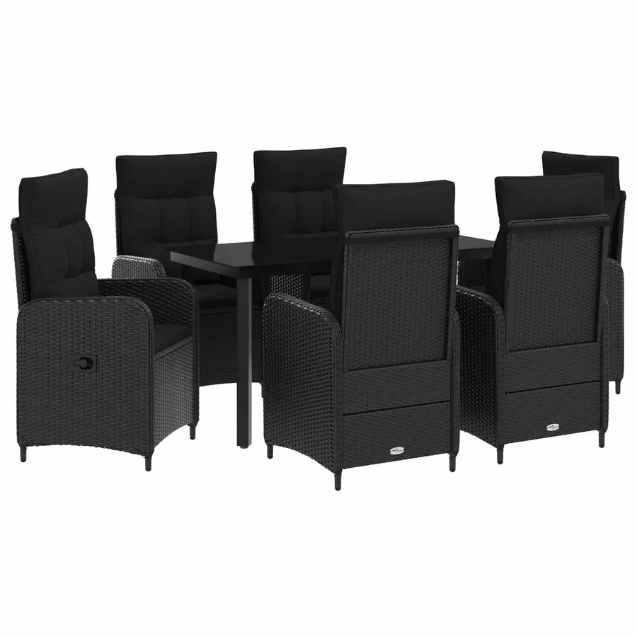 Ensemble de Tables Basses avec coussin avec oreiller 7 pcs Noir - 2
