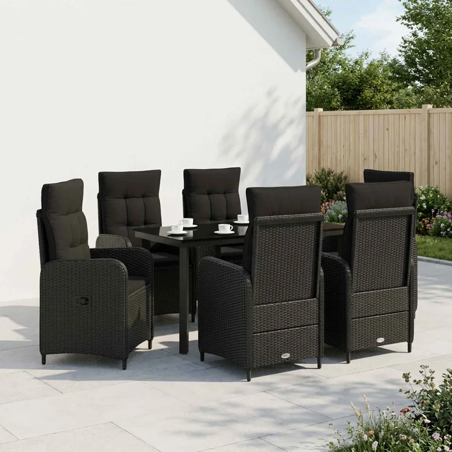 Ensemble de Tables Basses avec coussin avec oreiller 7 pcs Noir - 3