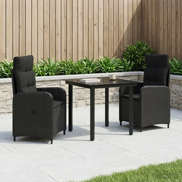 Ensemble de Tables Basses avec coussin avec oreiller 3 pcs Noir