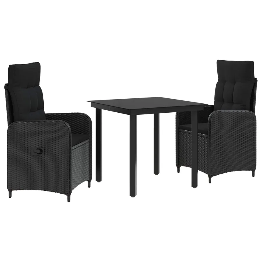 Ensemble de Tables Basses avec coussin avec oreiller 3 pcs Noir - 2