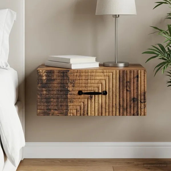 Cabinet de chevet mural Bois ancien 49 x 34,5 x 20 cm