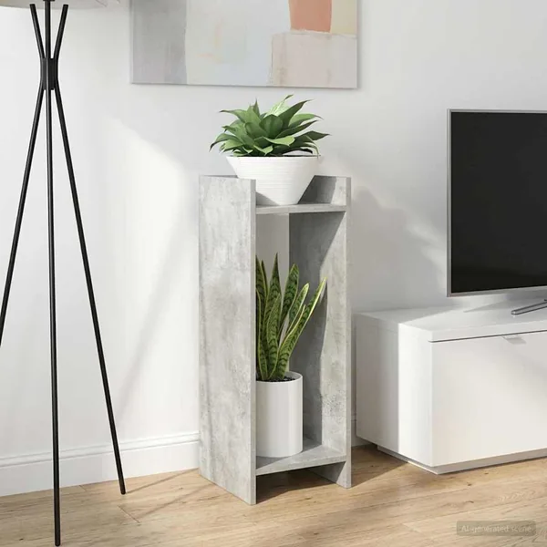Support de Plante Gris Béton 30 x 30 x 80 cm Bois d’ingénierie