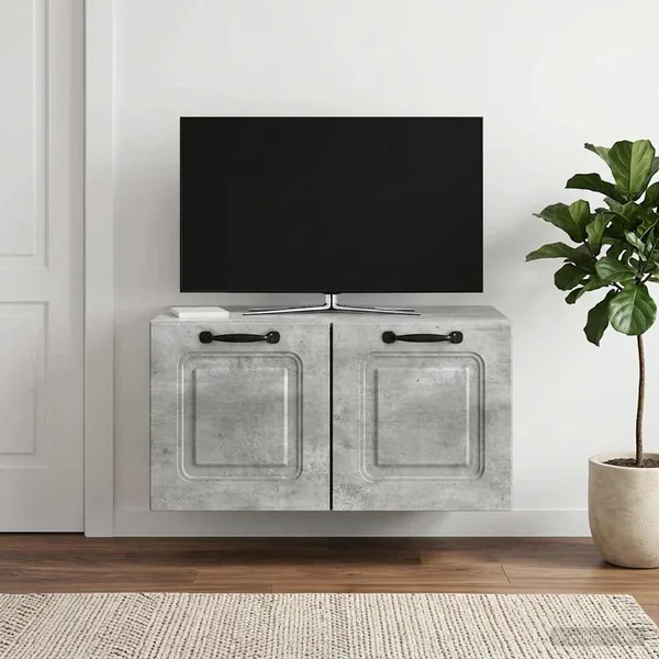 Meuble TV mural Gris béton 59,5 x 41 x 30 cm Bois d'ingénierie