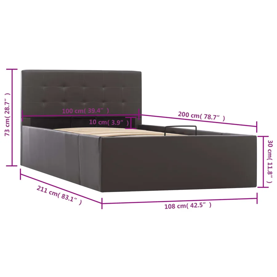 Cadre de lit à rangement hydraulique sans matelas 100x200 cm - 10