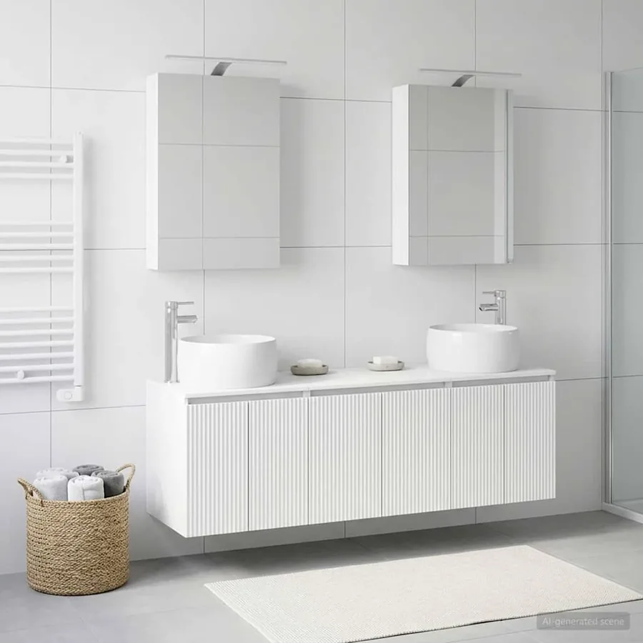 Ensemble d'armoire de salle de bain 5 pcs Blanc