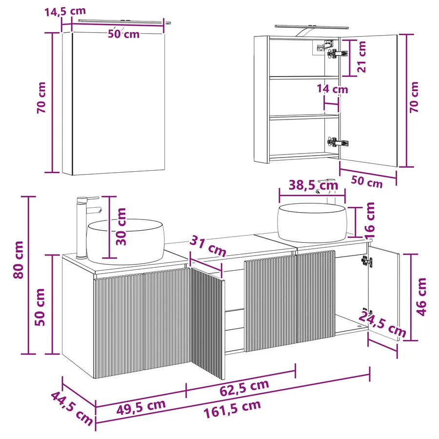Ensemble d'armoire de salle de bain 5 pcs Blanc - 15