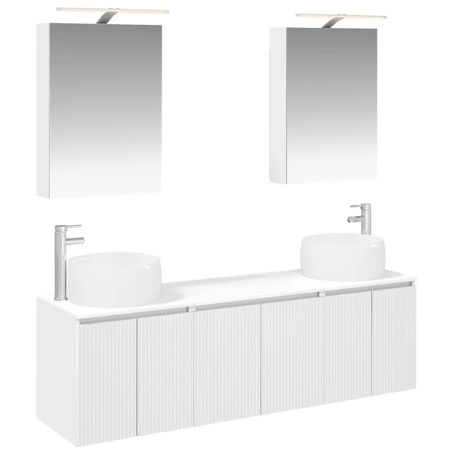 Ensemble d'armoire de salle de bain 5 pcs Blanc - 2