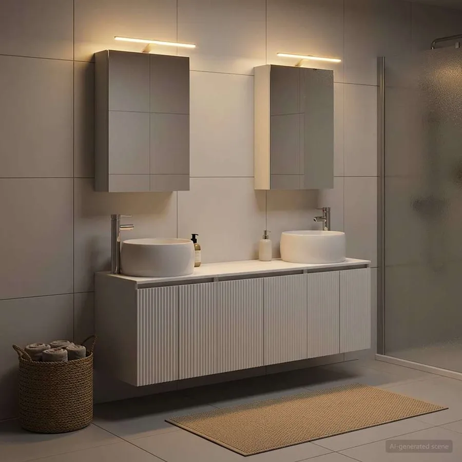 Ensemble d'armoire de salle de bain 5 pcs Blanc - 4