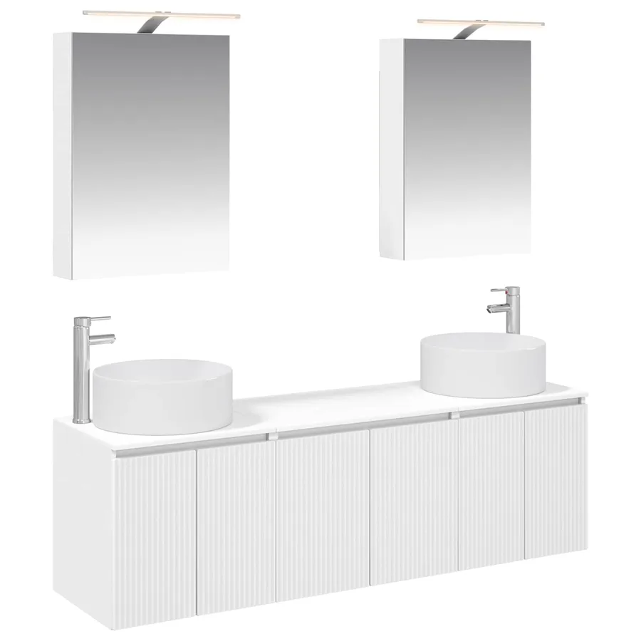 Ensemble d'armoire de salle de bain 5 pcs Blanc - 2