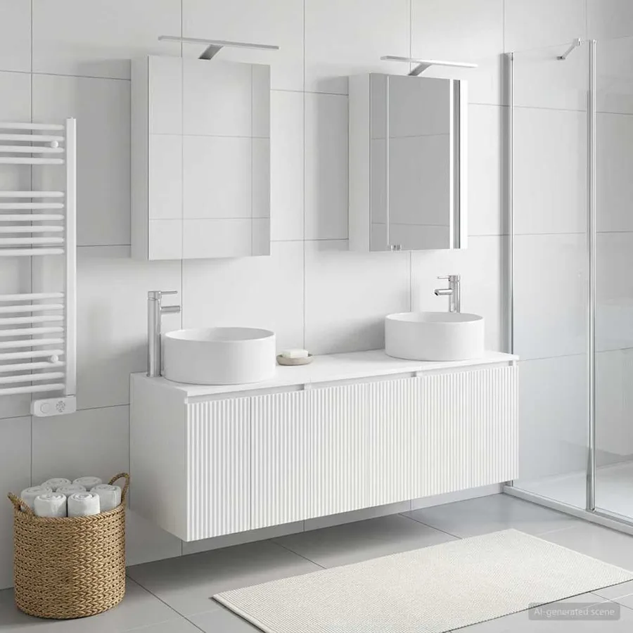 Ensemble d'armoire de salle de bain 5 pcs Blanc - 4