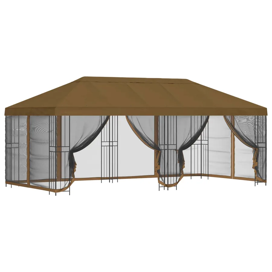 Gazebo avec murs latéraux 6 x 3 m Taupe Polyester et Acier 190 - 2