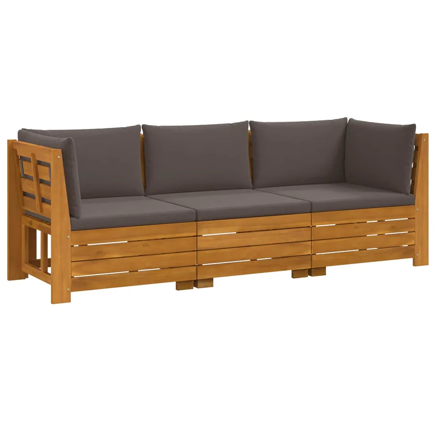 Ensemble de canapés d'extérieur avec coussin 3 Pièce Marron - 2