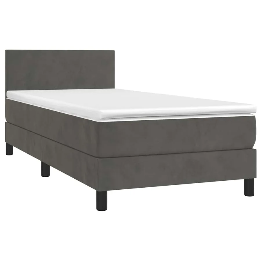 Sommier à lattes de lit avec matelas et LED Gris foncé 80x200cm - 3