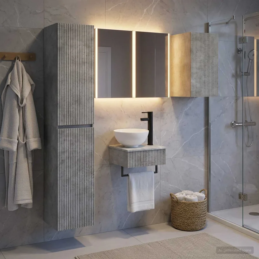 Ensemble de mobilier de salle de bain 5 pcs Gris béton