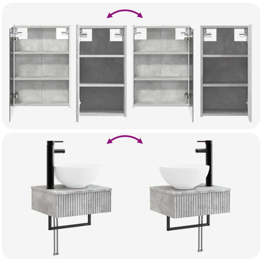 Ensemble de mobilier de salle de bain 5 pcs Gris béton - 14