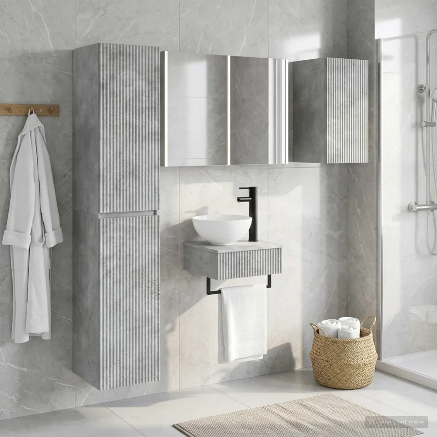Ensemble de mobilier de salle de bain 5 pcs Gris béton - 4