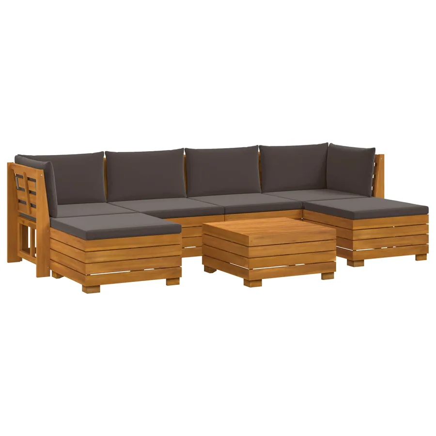 Ensemble de canapés d'extérieur avec coussin 7 Pièce Marron - 2