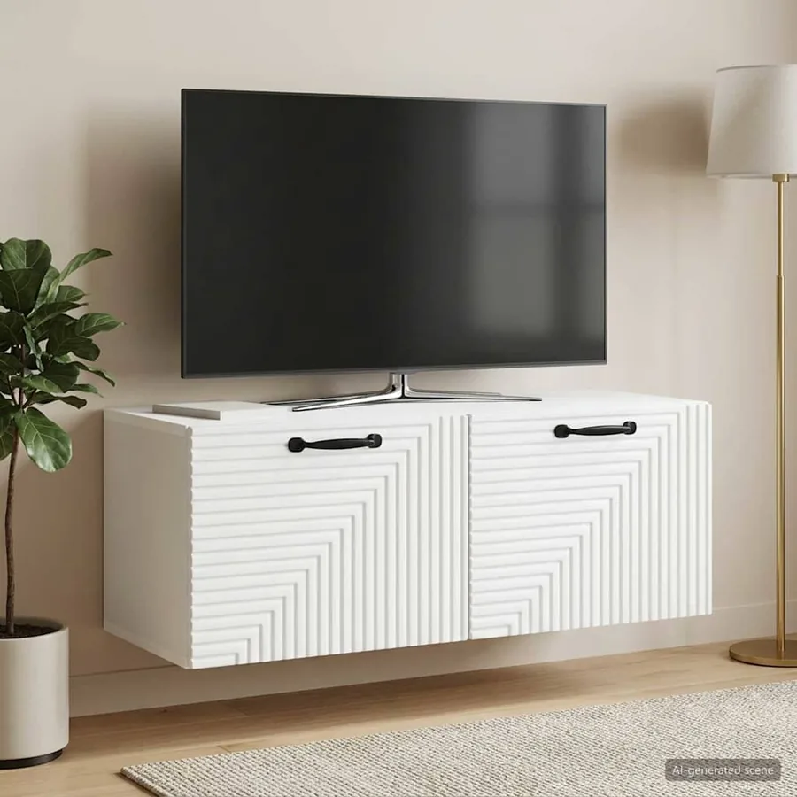Meuble TV mural Blanc 78,5 x 31 x 30 cm Bois d'ingénierie