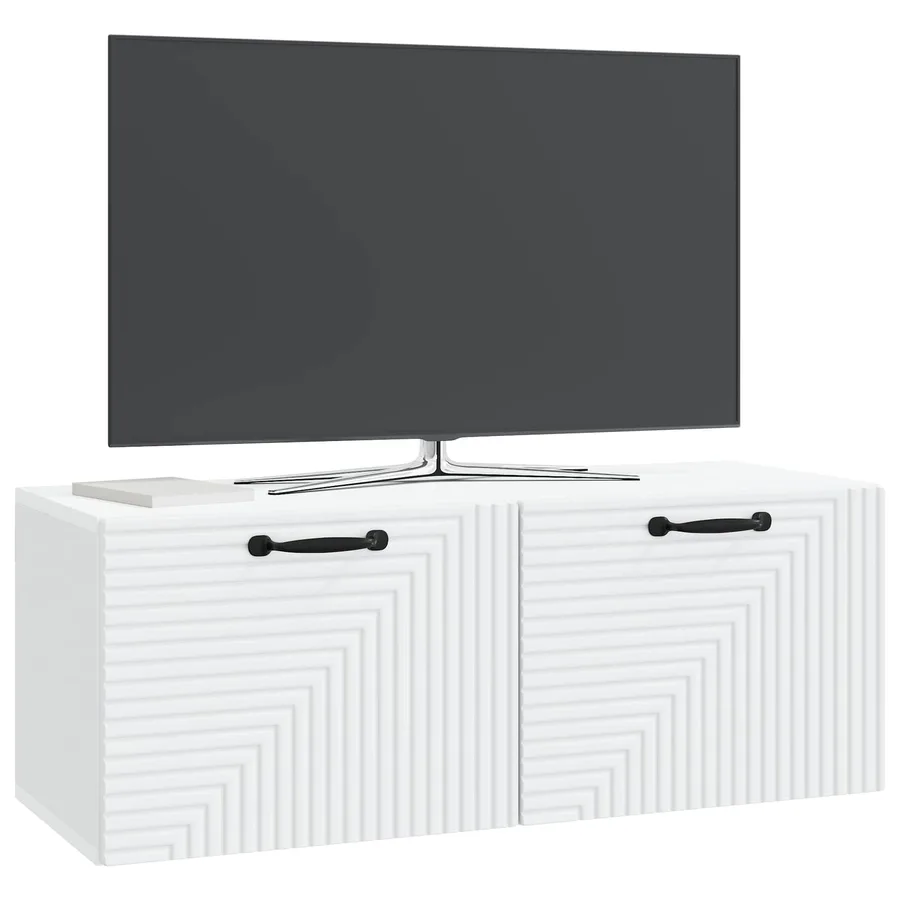 Meuble TV mural Blanc 78,5 x 31 x 30 cm Bois d'ingénierie - 3