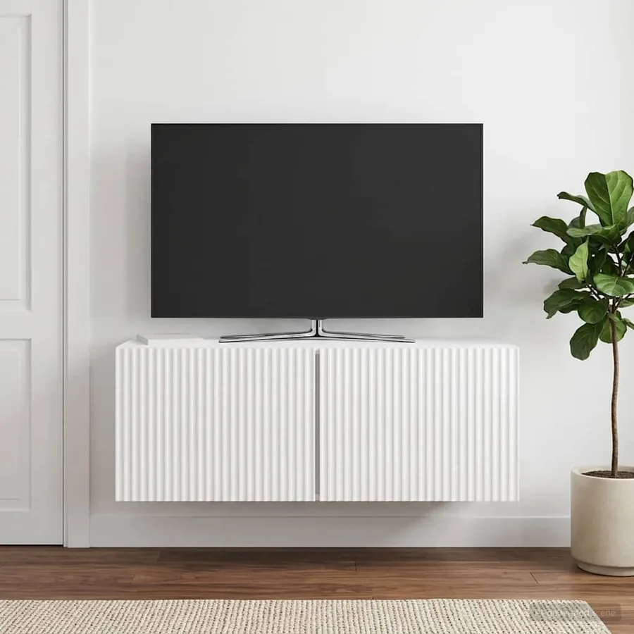 Meuble TV mural Montage mural Blanc brillant 78,5 x 31 x 30 cm