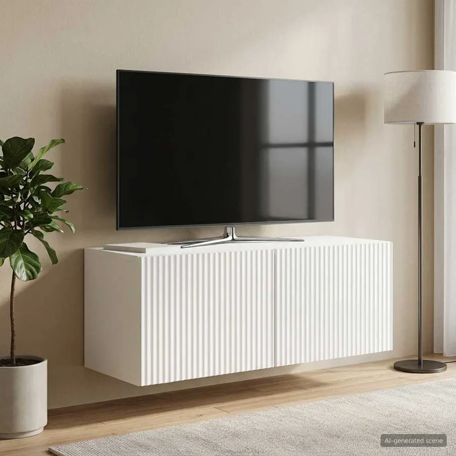 Meuble TV mural Montage mural Blanc brillant 78,5 x 31 x 30 cm - 4