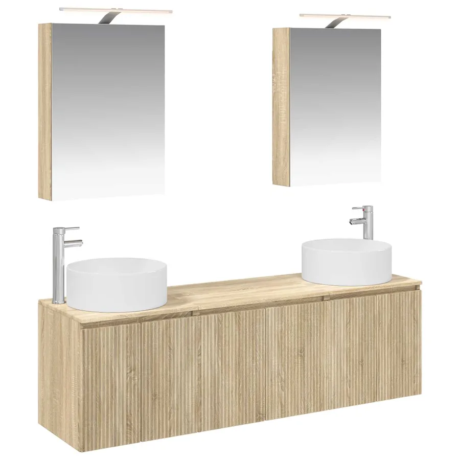 Ensemble d'armoire de salle de bain 5 pcs Chêne Sonoma - 2