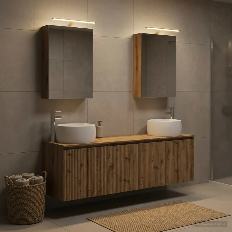 Ensemble d'armoire de salle de bain 5 pc Chêne artisanal