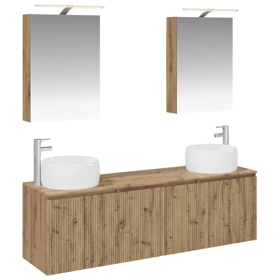 Ensemble d'armoire de salle de bain 5 pc Chêne artisanal - 2
