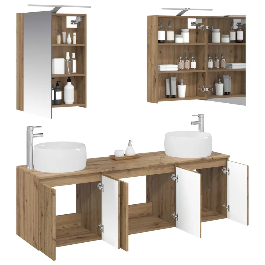 Ensemble d'armoire de salle de bain 5 pc Chêne artisanal - 3