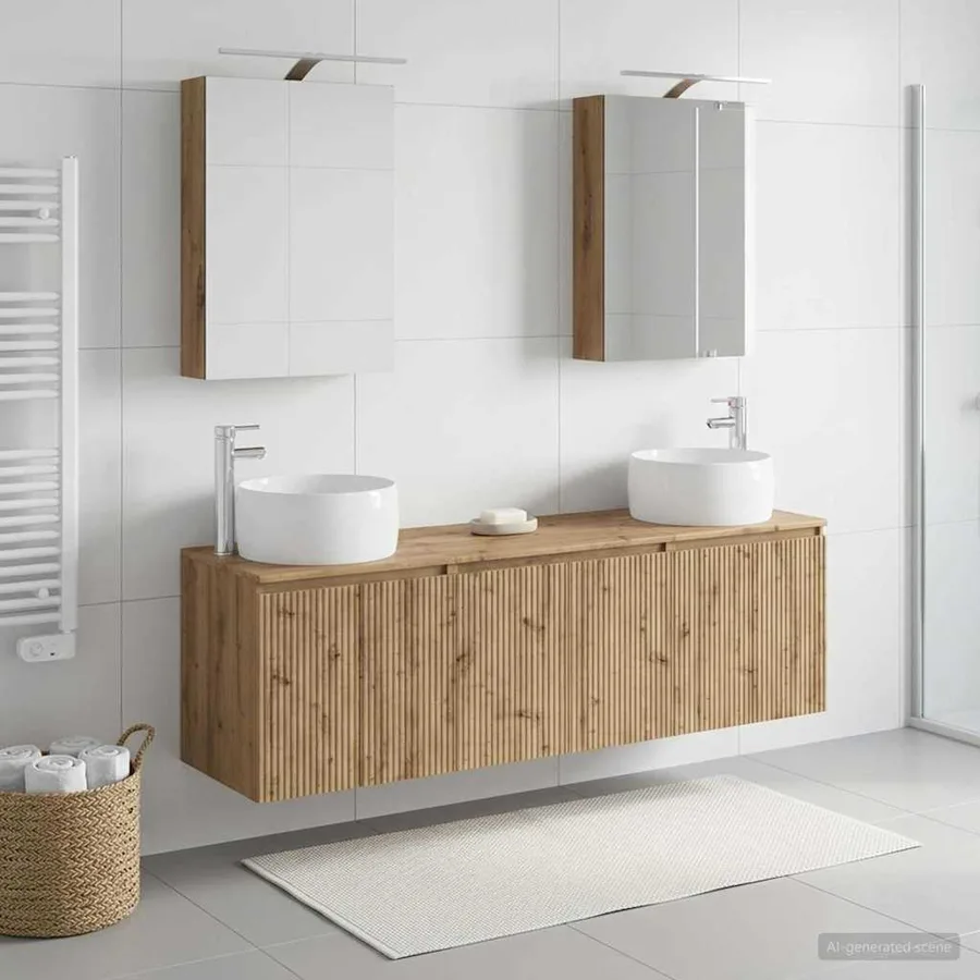 Ensemble d'armoire de salle de bain 5 pc Chêne artisanal - 4